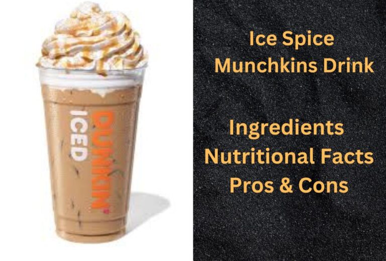 "A tall, iced coffee drink with a sprinkle of cinnamon and a colorful straw, labeled 'Ice Spice Munchkins Drink' on the cup."